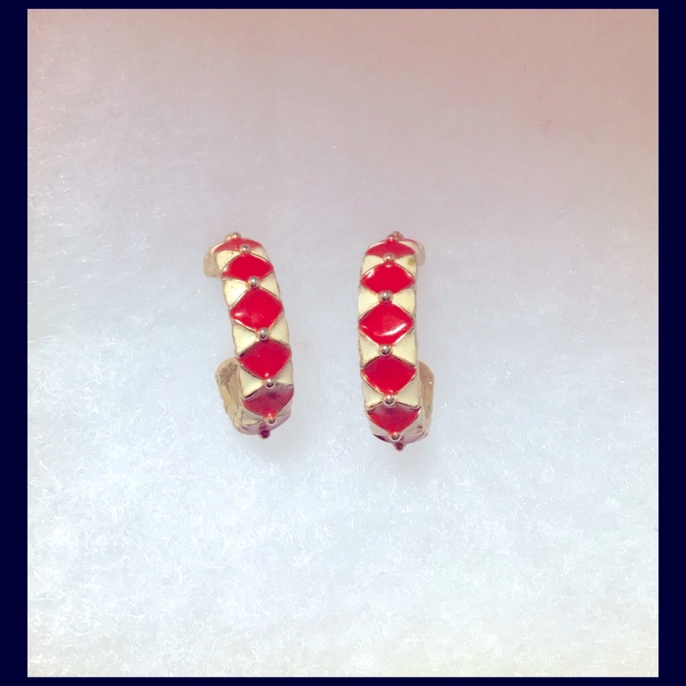 🛍$8 Each or 3/$15🛍1” Vintage Harlequin Half Hoop Studs